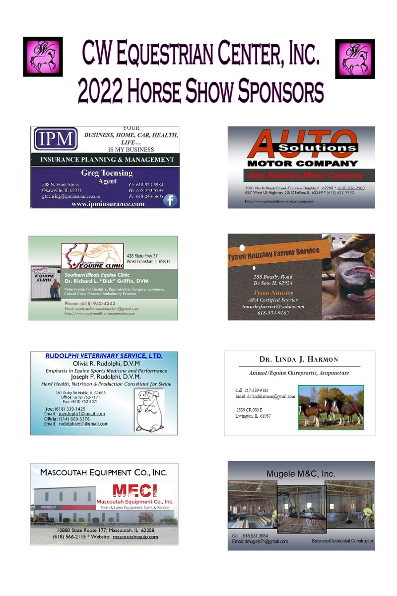 CW Equestrian Center Inc. 2022 Horse Show Sponsors